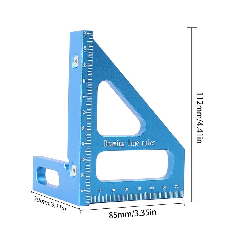 KETIPED 3D Multi-Angle Measuring Ruler,45/90 Degree Aluminum Alloy Woodworking Square Protractor, Miter Triangle Ruler High Precision Layout Measuring Tool for Engineer Carpenter,002BLUE - Image 2